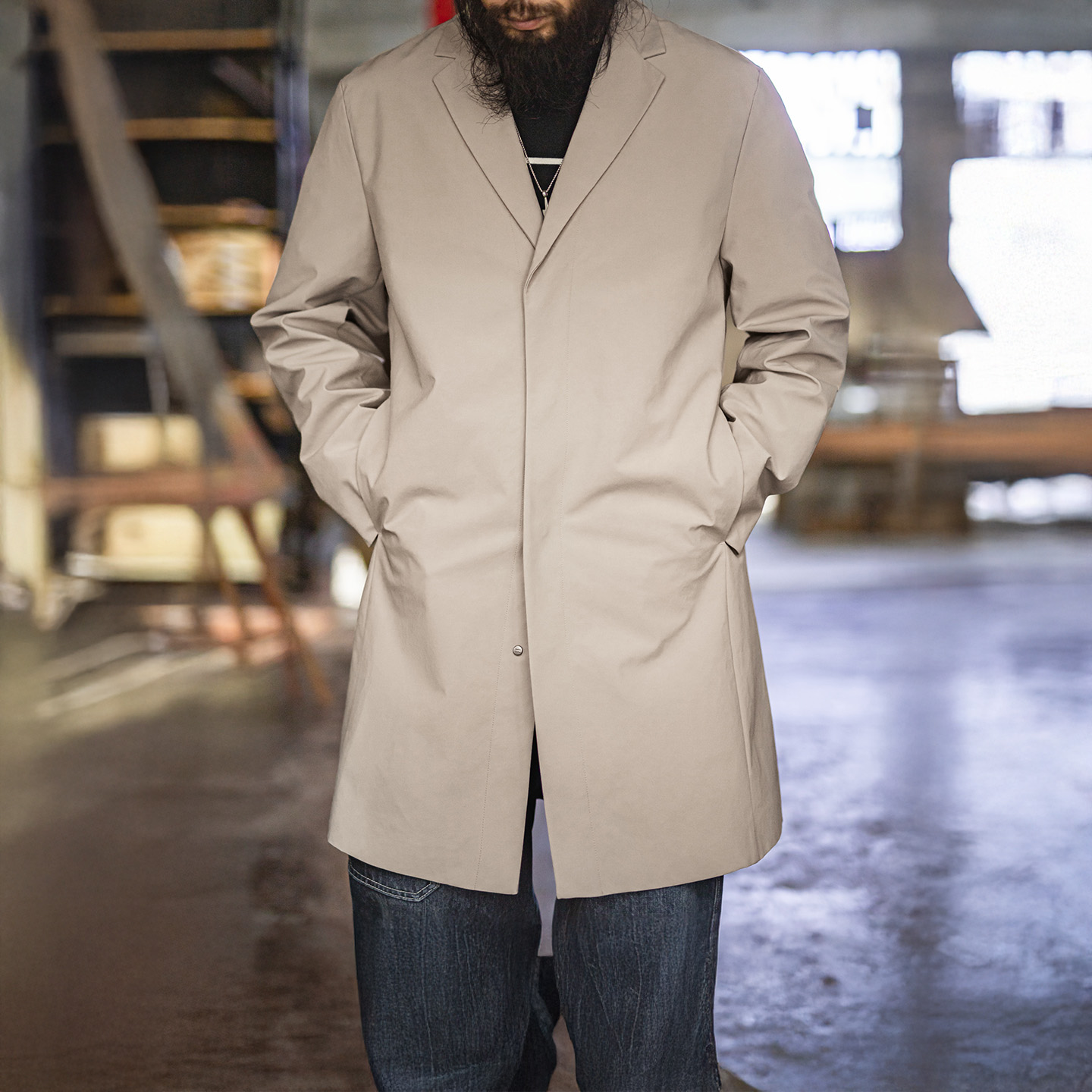 Vintage Windbreaker Nylon - Męski płaszcz typu trench coat w