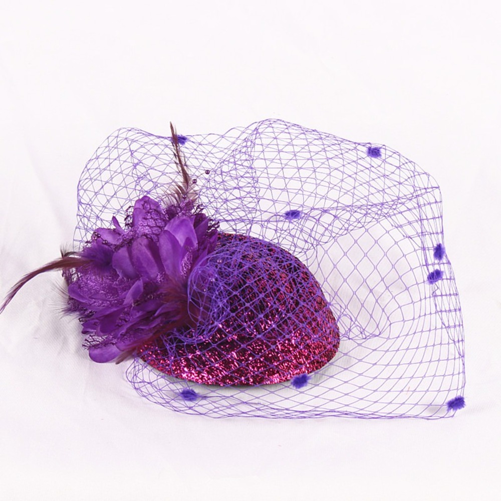 Vintage Fashion Hats - Modny poliestrowy welon ślubny z kwiatowym