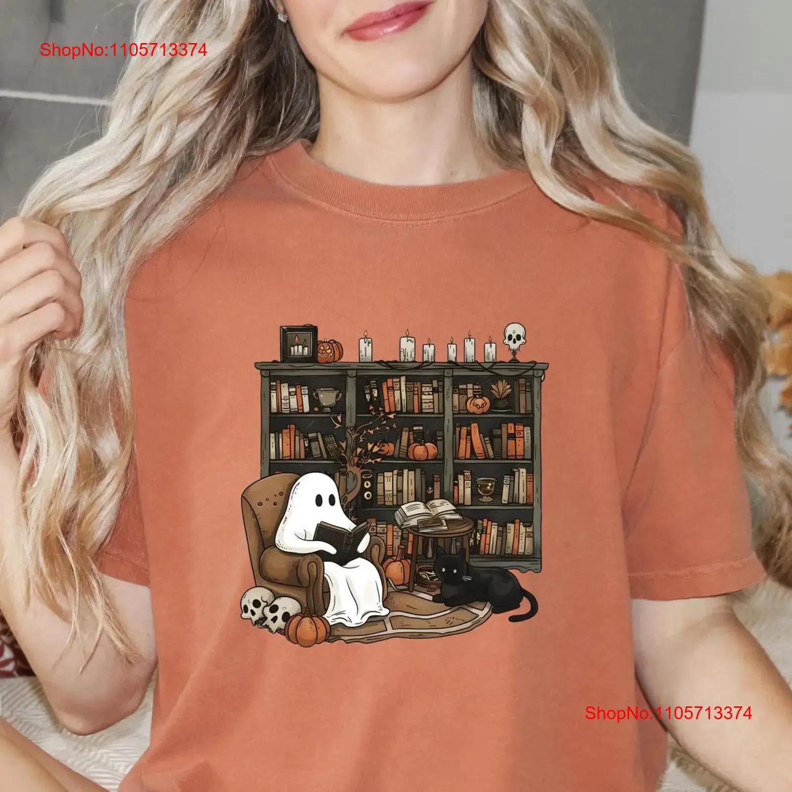 Vintage Fashion Library - Koszulka Bookish Ghost z motywem strasznej