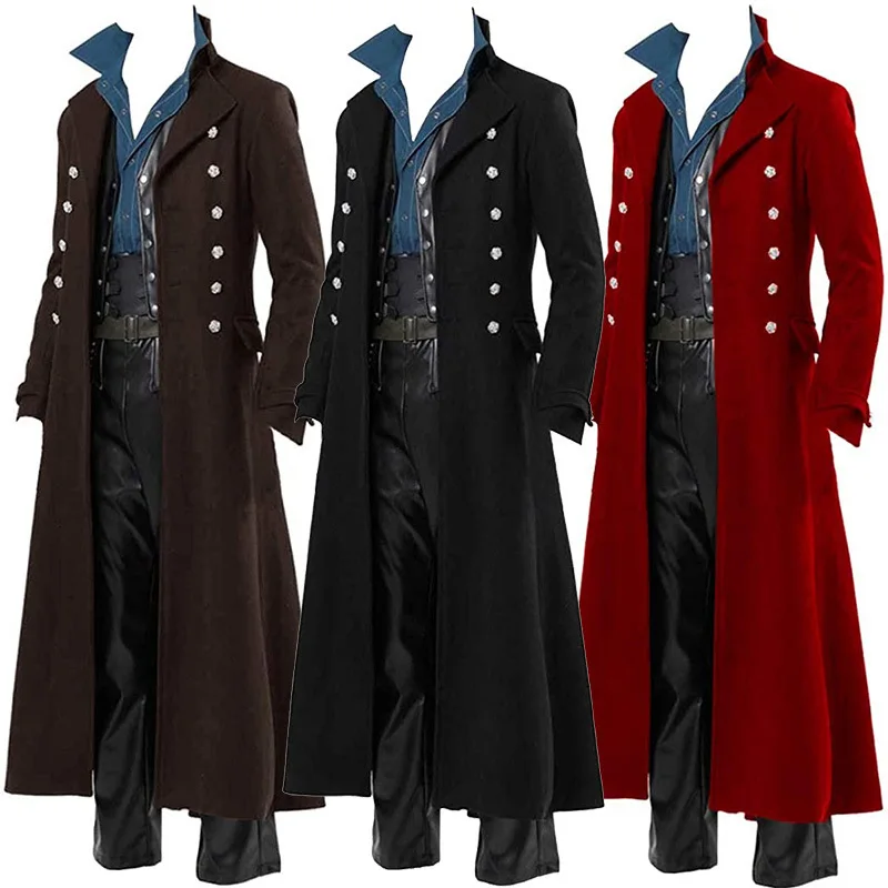 Vintage Trench Coat - Męski strój pirata w stylu średniowiecznym,