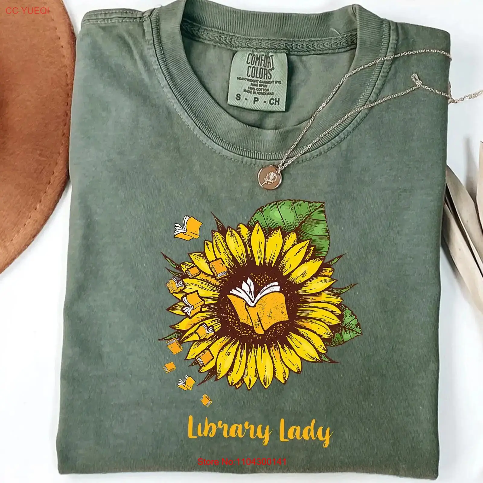 Vintage Fashion Library - Koszulka Bibliotekarzka Słonecznik Miłośniczka Książek Urocza