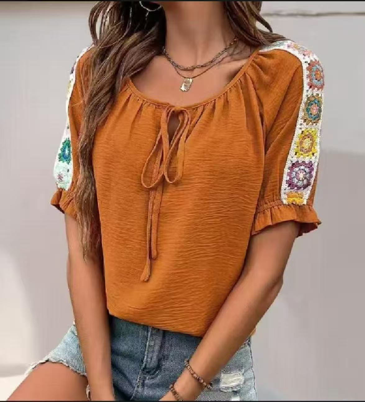 Crochet Top Boho - Damska bluzka w stylu boho z