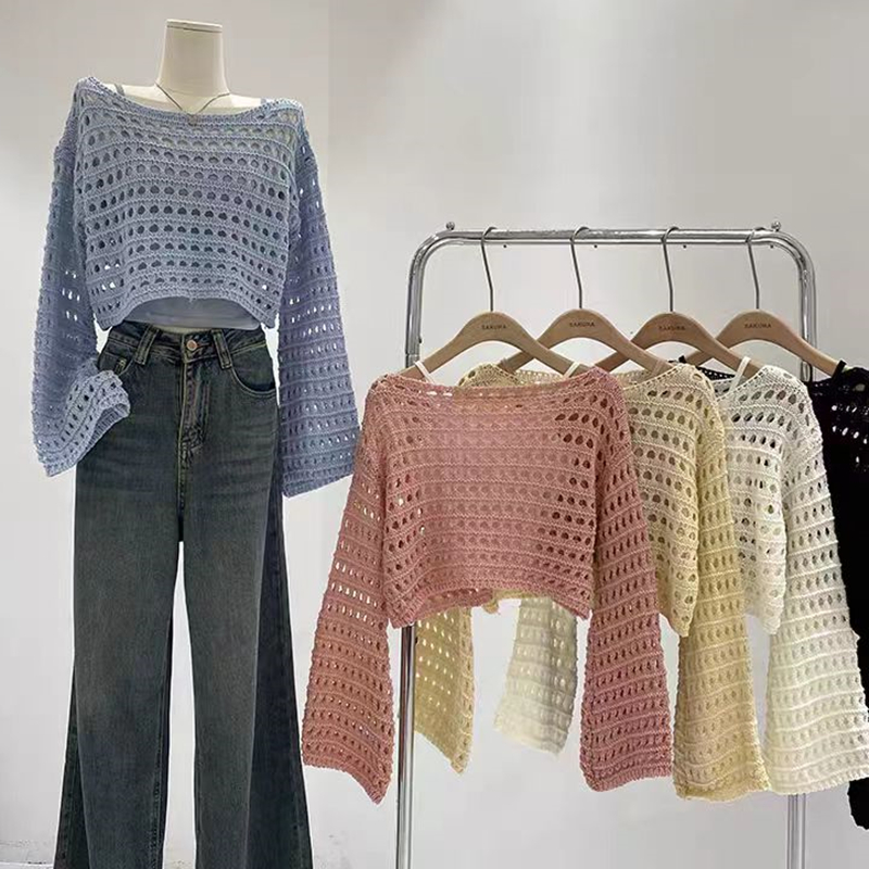 Dzianinowy top z długim rękawe – Crochet Top Boho recenzja i cena