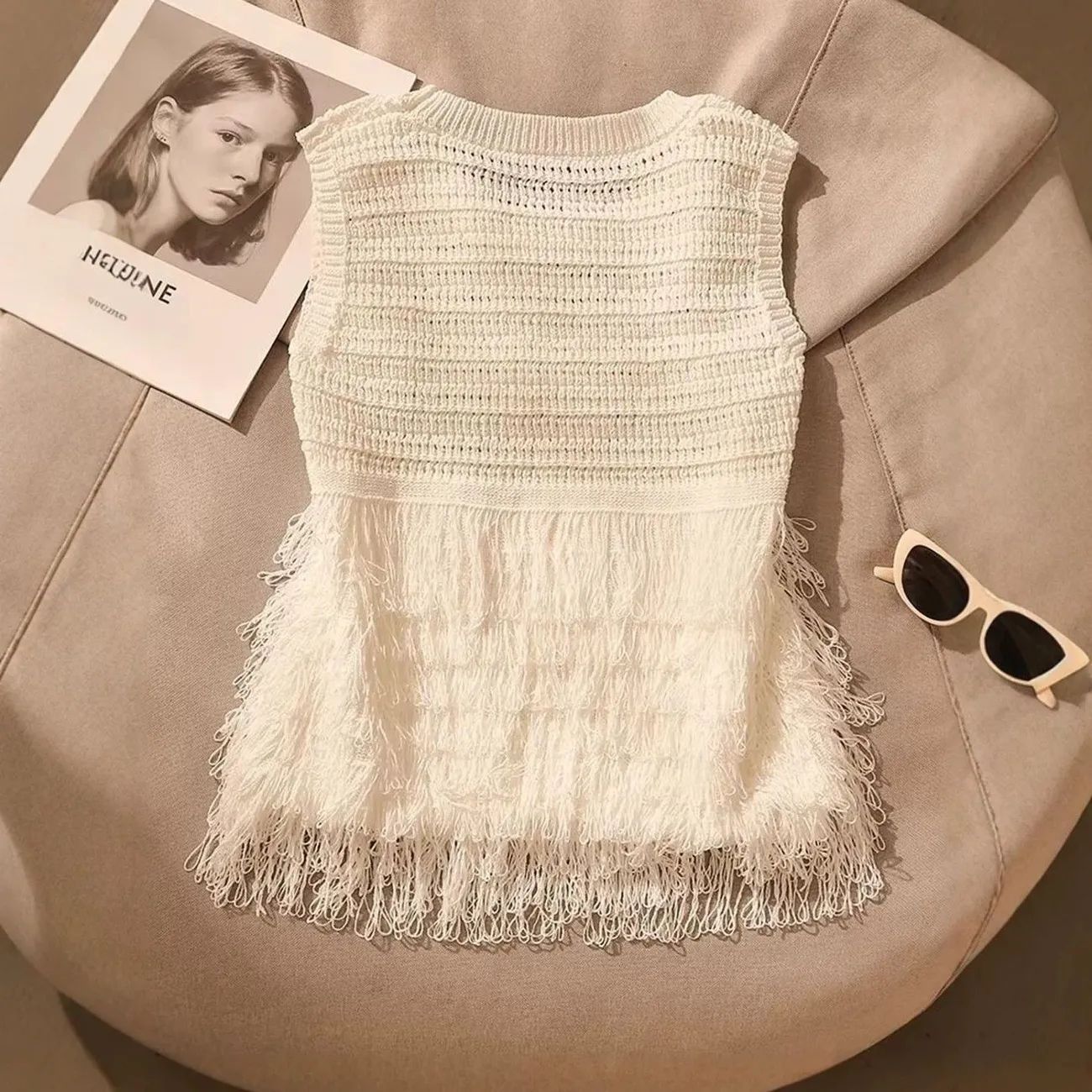 Damska dziergana bluzka bez rę – Crochet Top Boho recenzja i cena