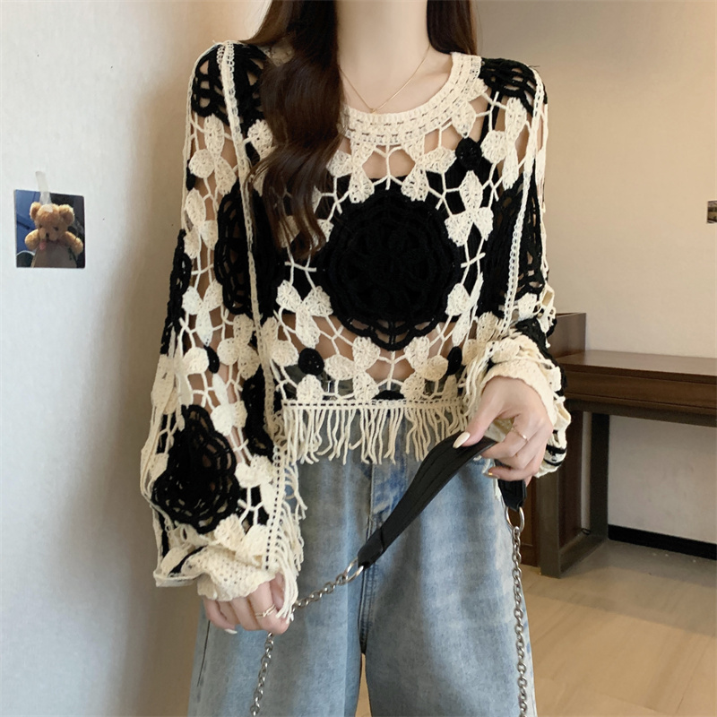 Kontrastowy kolor Wydrążone fr – Crochet Top Boho recenzja i cena