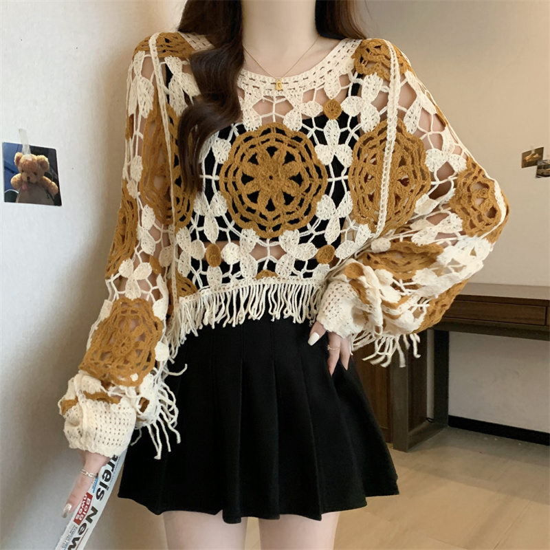 Kontrastowy kolor Wydrążone fr – Crochet Top Boho recenzja i cena