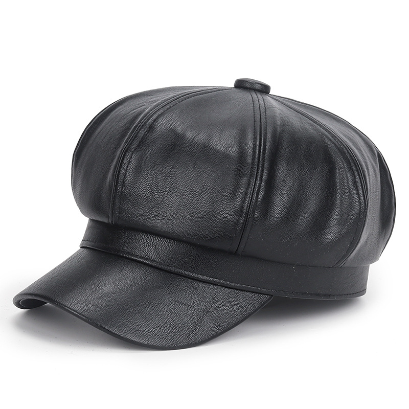 Zimowa czarna czapka z ekoskór – Vintage Fashion Hats recenzja i cena